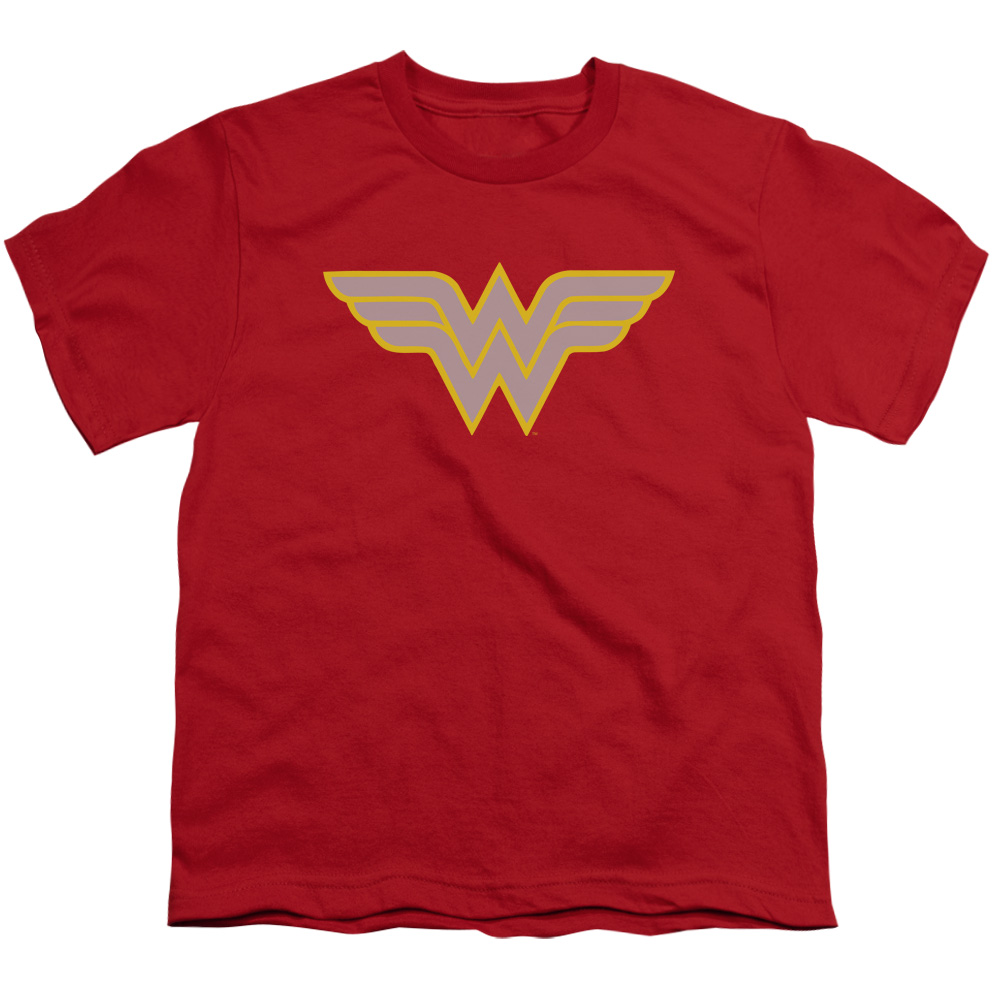 Trevco Sportswear DCO266J-YT-2 DC Wonder Woman Logo Youth Short Sleeve T-Shirt, Red - Medium
